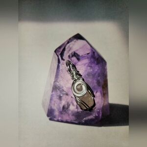 Silver Clear Quartz Wire-Wrapped Pendant